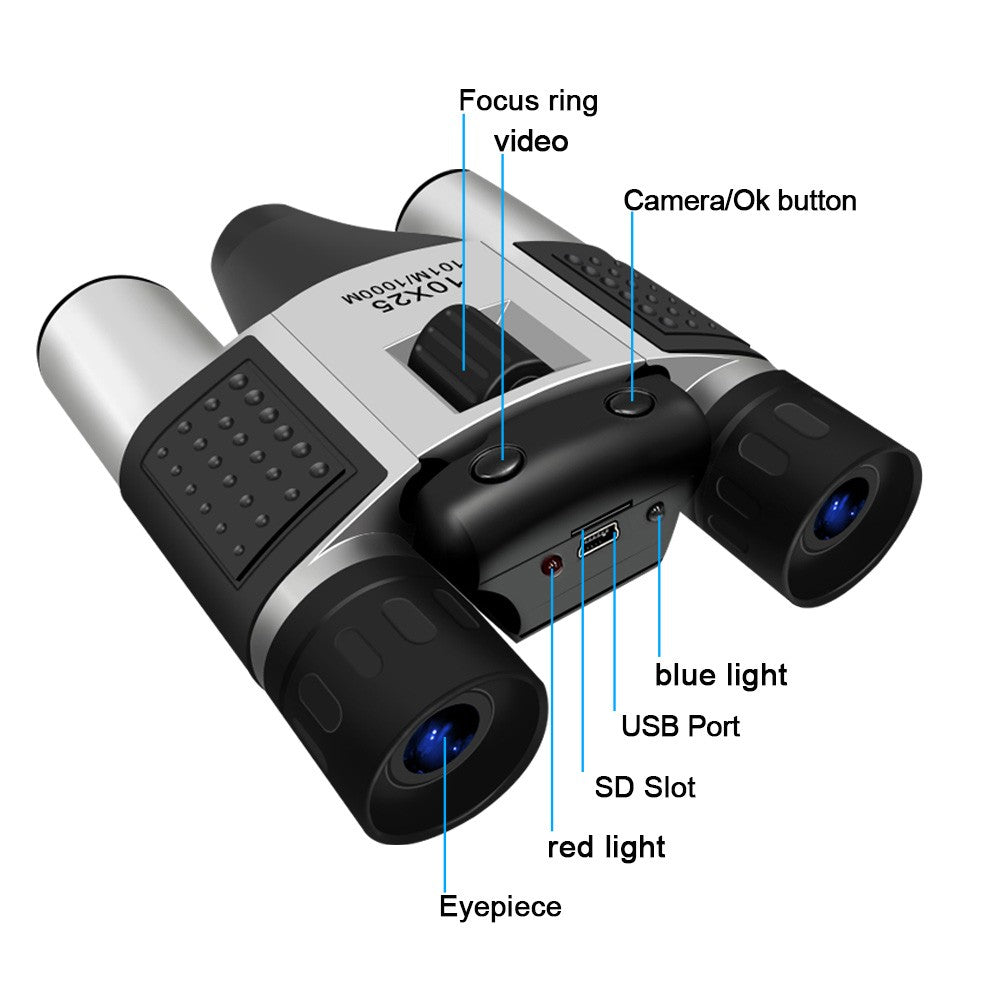 Digital Binoculars with Camera & Video Recording 10x Zoom High Clear CMOS Night Vision Portable Camera Binoculars for Adults