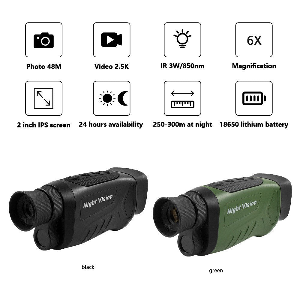 Night Vision Monocular 2.5K Video 40MP Photo 8X Zoom Infrared Monocular 350m Range Compact Digital Night Vision Telescope IR Monocular Scope Camera