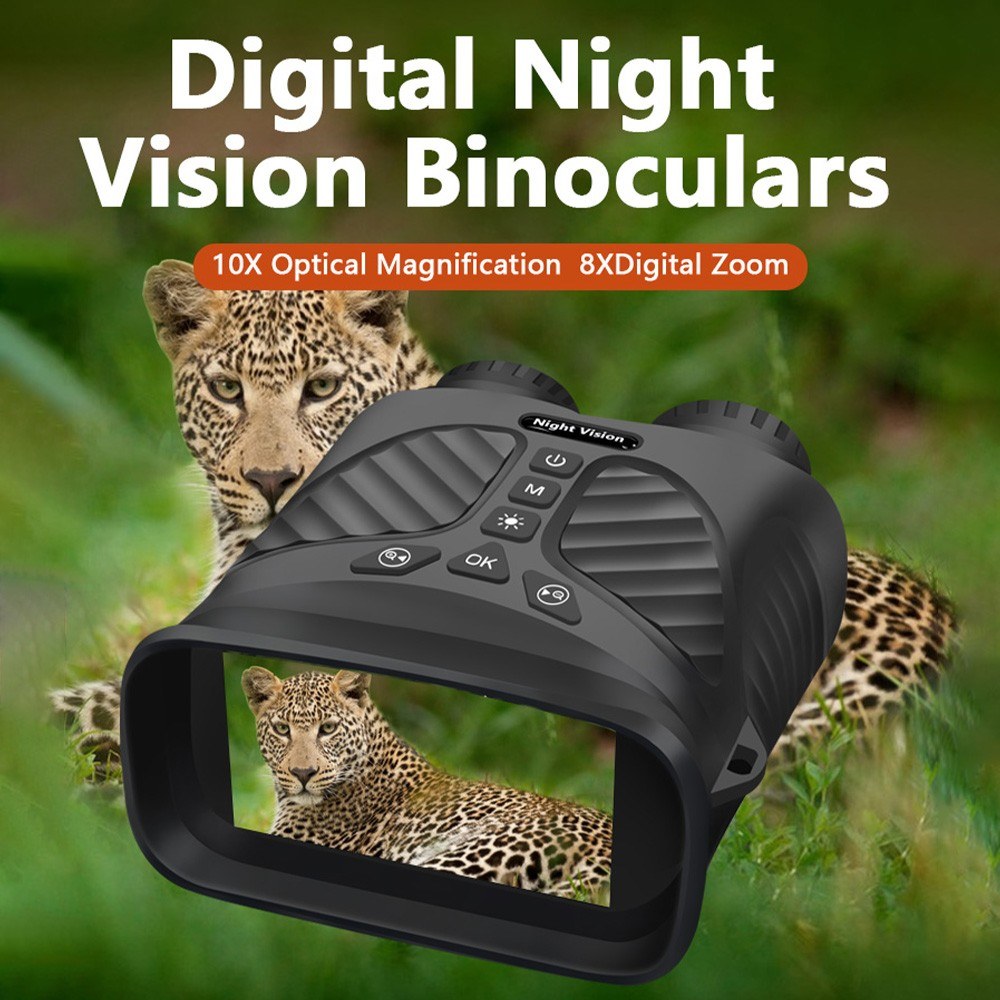 Binoculars Camera Infrared Night Vision 2.5K 10X Optical Zoom 3'' IPS Screen Infrared Illuminator Digital Zoom for Hunting Camping Digital Binoculars