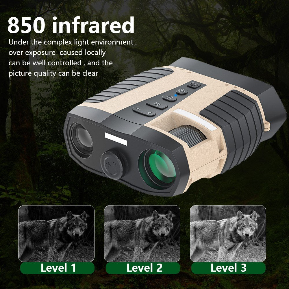 Binoculars with Camera Night Vision Scope 4X Optical Zoom 8X Digital 3" LCD Screen 2.5K Video 3W IR Waterproof IP65 for Hunting Outdoor Telescope