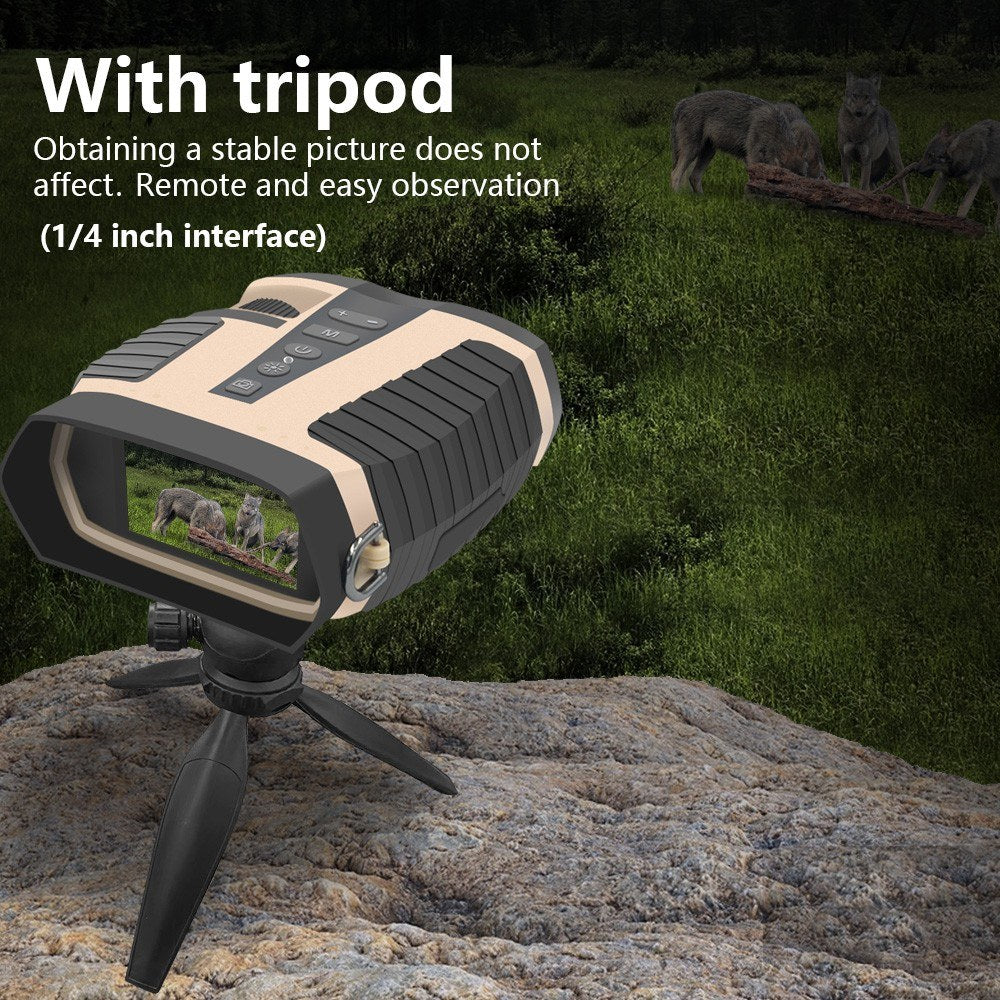 Binoculars with Camera Night Vision Scope 4X Optical Zoom 8X Digital 3" LCD Screen 2.5K Video 3W IR Waterproof IP65 for Hunting Outdoor Telescope