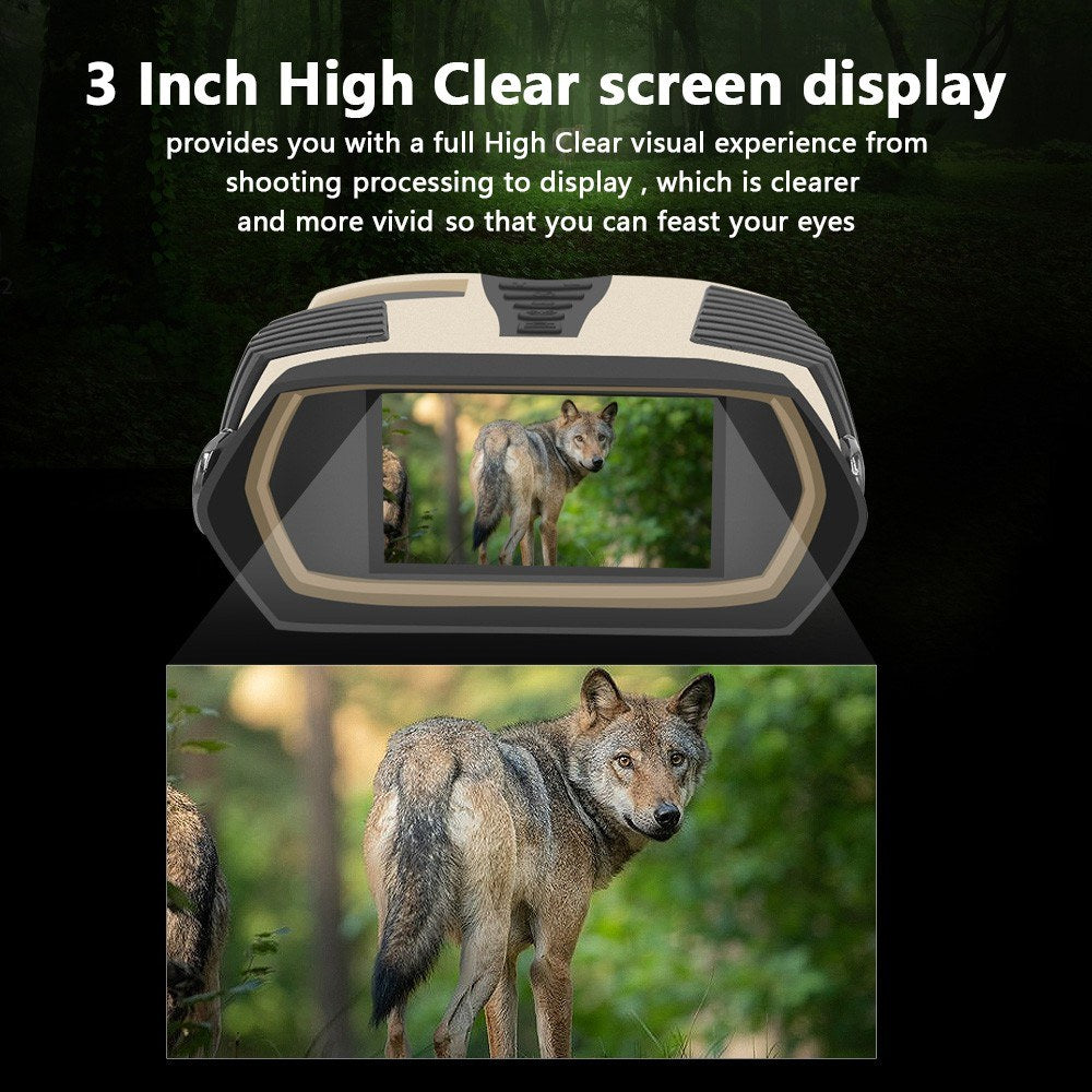Binoculars with Camera Night Vision Scope 4X Optical Zoom 8X Digital 3" LCD Screen 2.5K Video 3W IR Waterproof IP65 for Hunting Outdoor Telescope