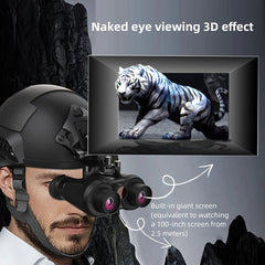Head Mounted Night Vision Goggles 3D VR Digital Infrared Night Vision Binoculars 8064x3024 Photo & 3840x1080 Video Resolutions 150m Night Vision Built-in 100-Inch TV Equivalent Giant Screen 3W 850nm Infrared Spotlight & 7 Brightness Levels