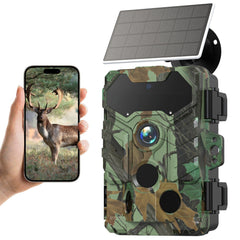 Solar Camera Outdoor Wireless Trail Camera 32MP Infrared Night Vision WiFi Enabled IP66 Waterproof Wildlife Hunting Camera Wireless Solar Powered