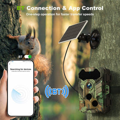 Solar Camera Outdoor Wireless Trail Camera 32MP Infrared Night Vision WiFi Enabled IP66 Waterproof Wildlife Hunting Camera Wireless Solar Powered