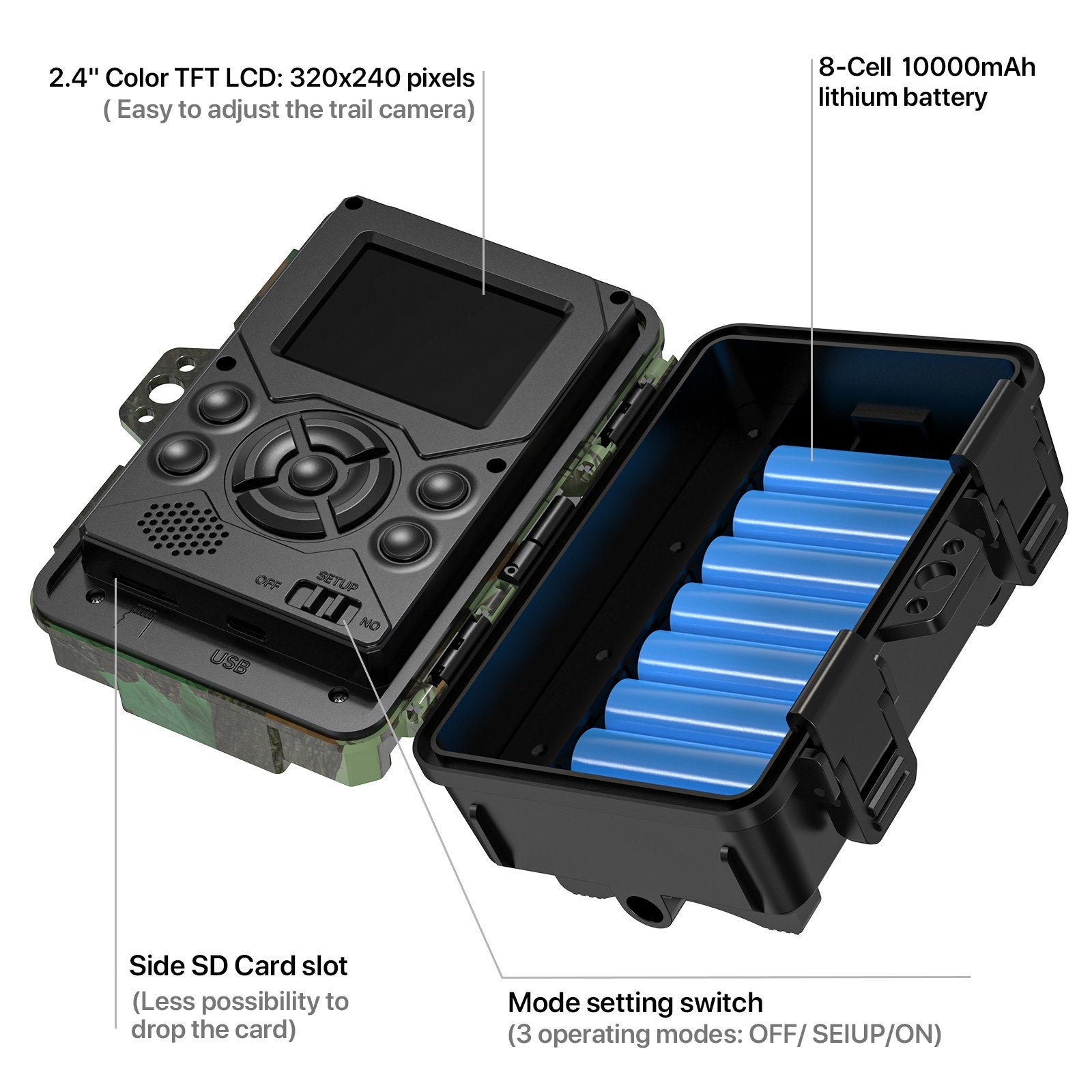 Solar Camera Outdoor Wireless Trail Camera 32MP Infrared Night Vision WiFi Enabled IP66 Waterproof Wildlife Hunting Camera Wireless Solar Powered
