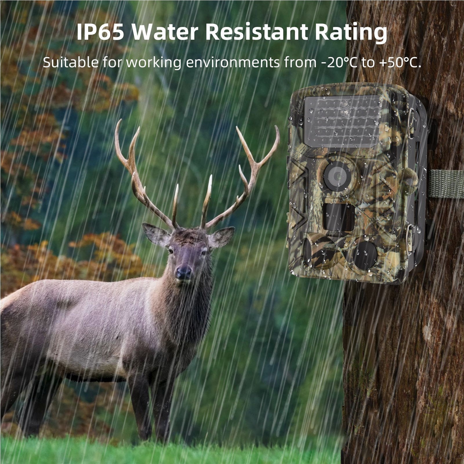 Trail Cameras 2.7K High Clear Hunting Trail Camera Night Vision 120° Wide Angle 0.3S Trigger IP65 Water Resistant Outdoor Wildlife Camera
