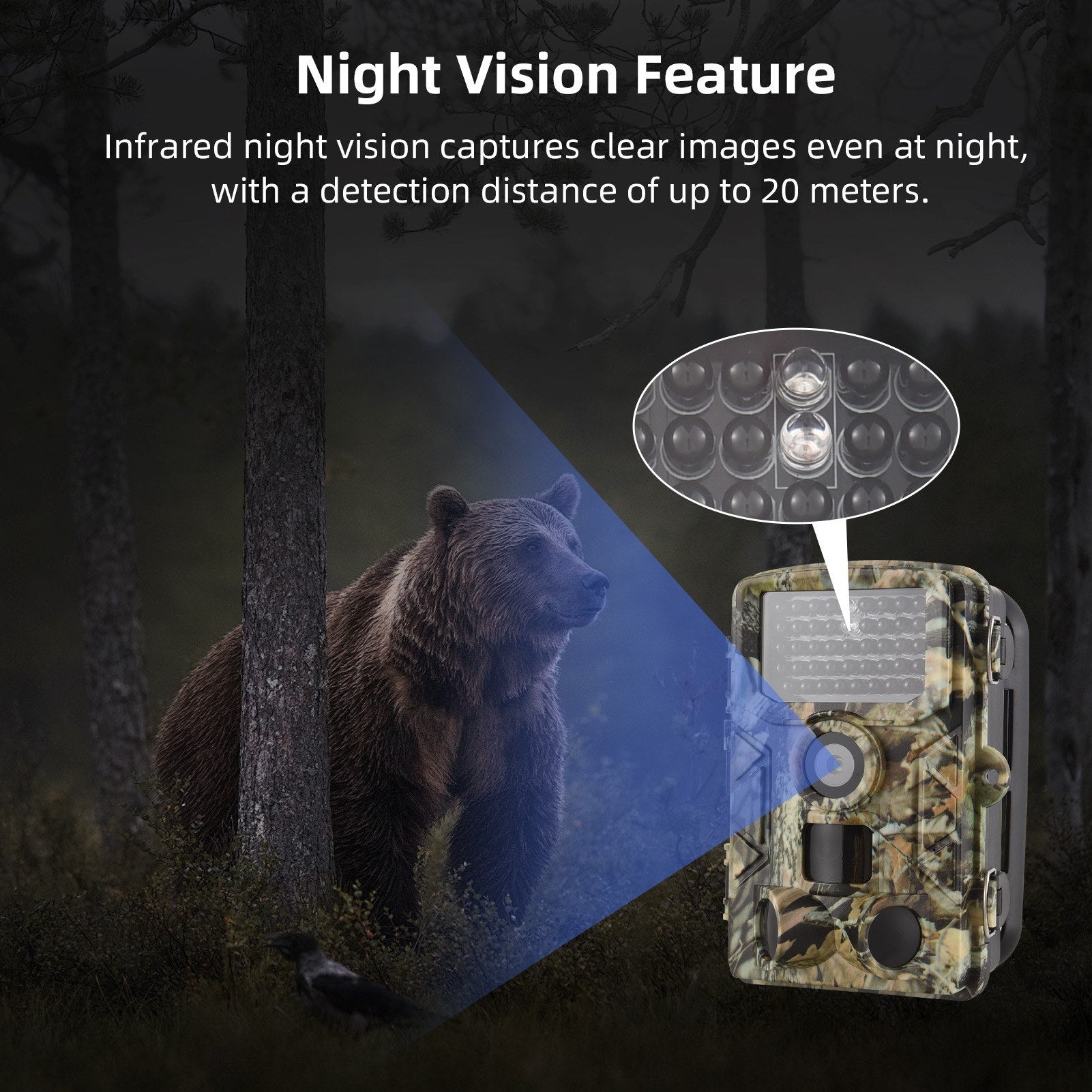 Trail Cameras 2.7K High Clear Hunting Trail Camera Night Vision 120° Wide Angle 0.3S Trigger IP65 Water Resistant Outdoor Wildlife Camera