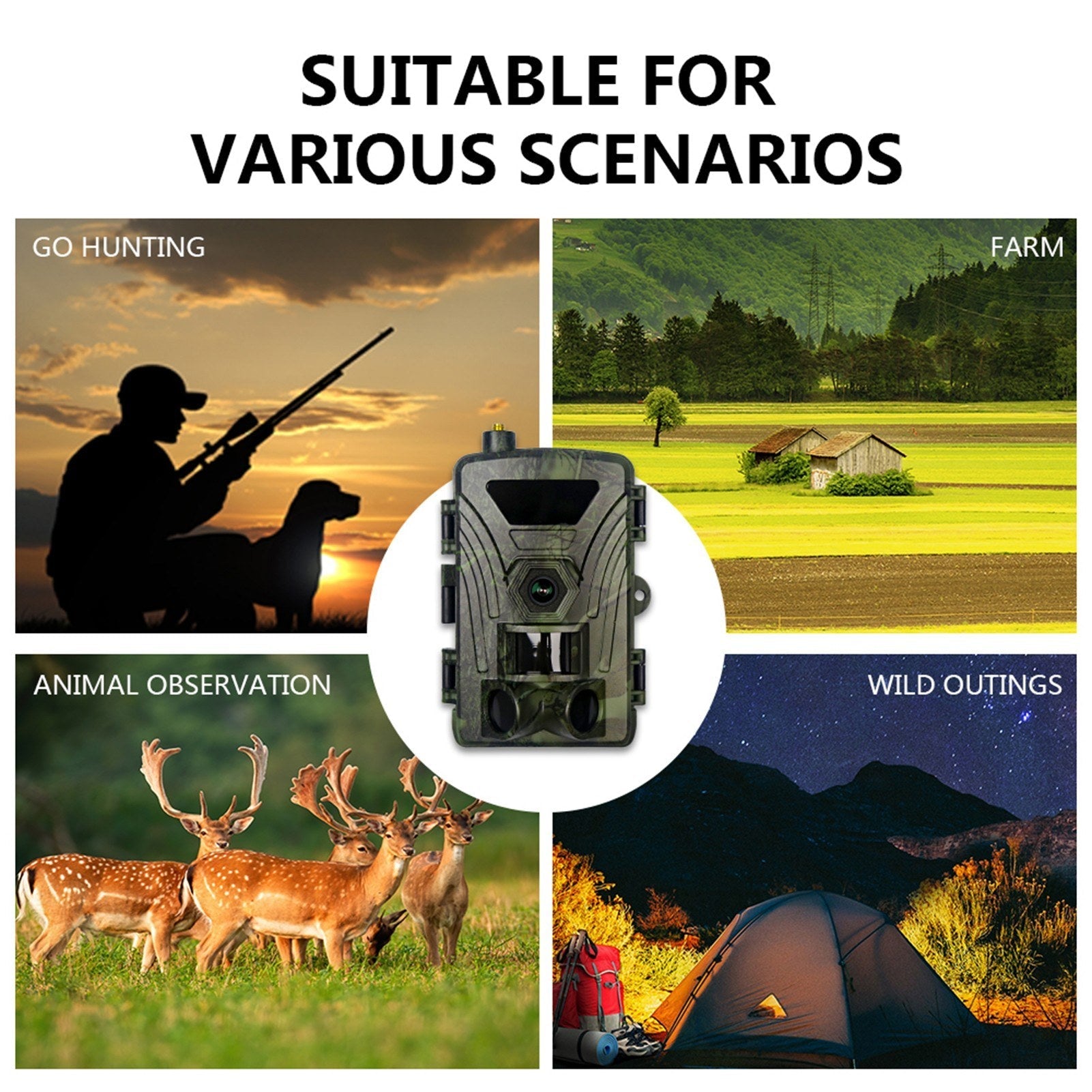 4G Trail Camera 4K Hunting Camera with SIM Card 60MP Photos Fast Trigger Wildlife Camera Infrared Camera Night Vision Camera