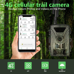 4G Trail Camera 4K Hunting Camera with SIM Card 60MP Photos Fast Trigger Wildlife Camera Infrared Camera Night Vision Camera