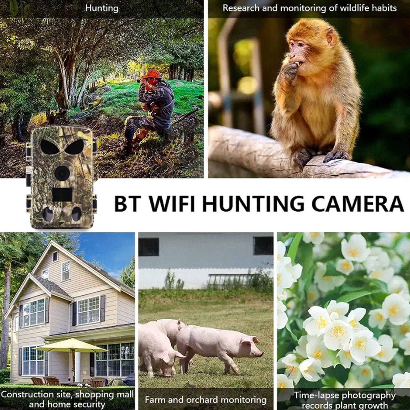 Trail Camera 8K Wildlife Camera with BT GPS WiFi APP Night Vision Camera Waterproof 60MP Photos Fast Trigger Hunting Camera