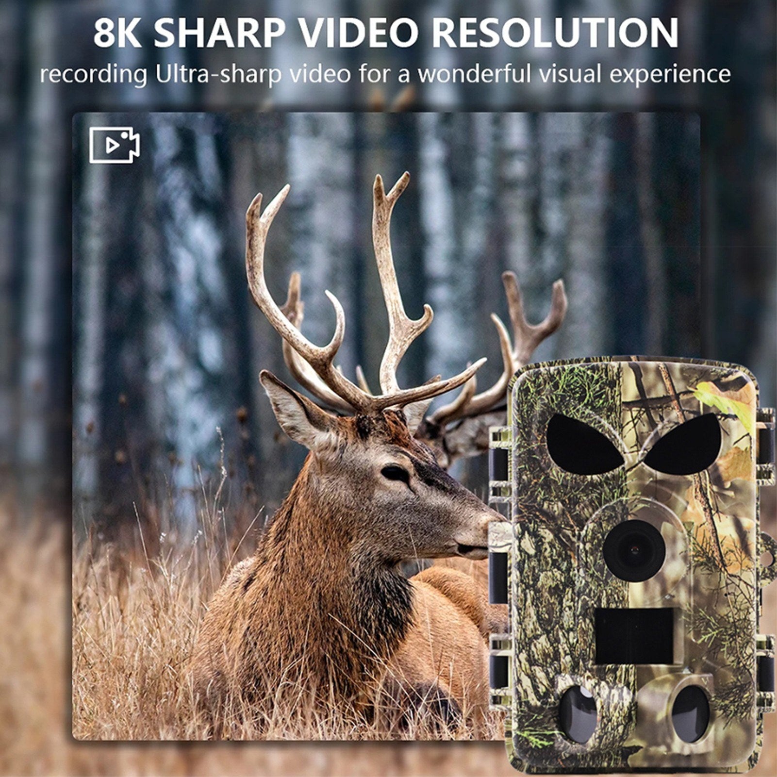 Trail Camera 8K Wildlife Camera with BT GPS WiFi APP Night Vision Camera Waterproof 60MP Photos Fast Trigger Hunting Camera