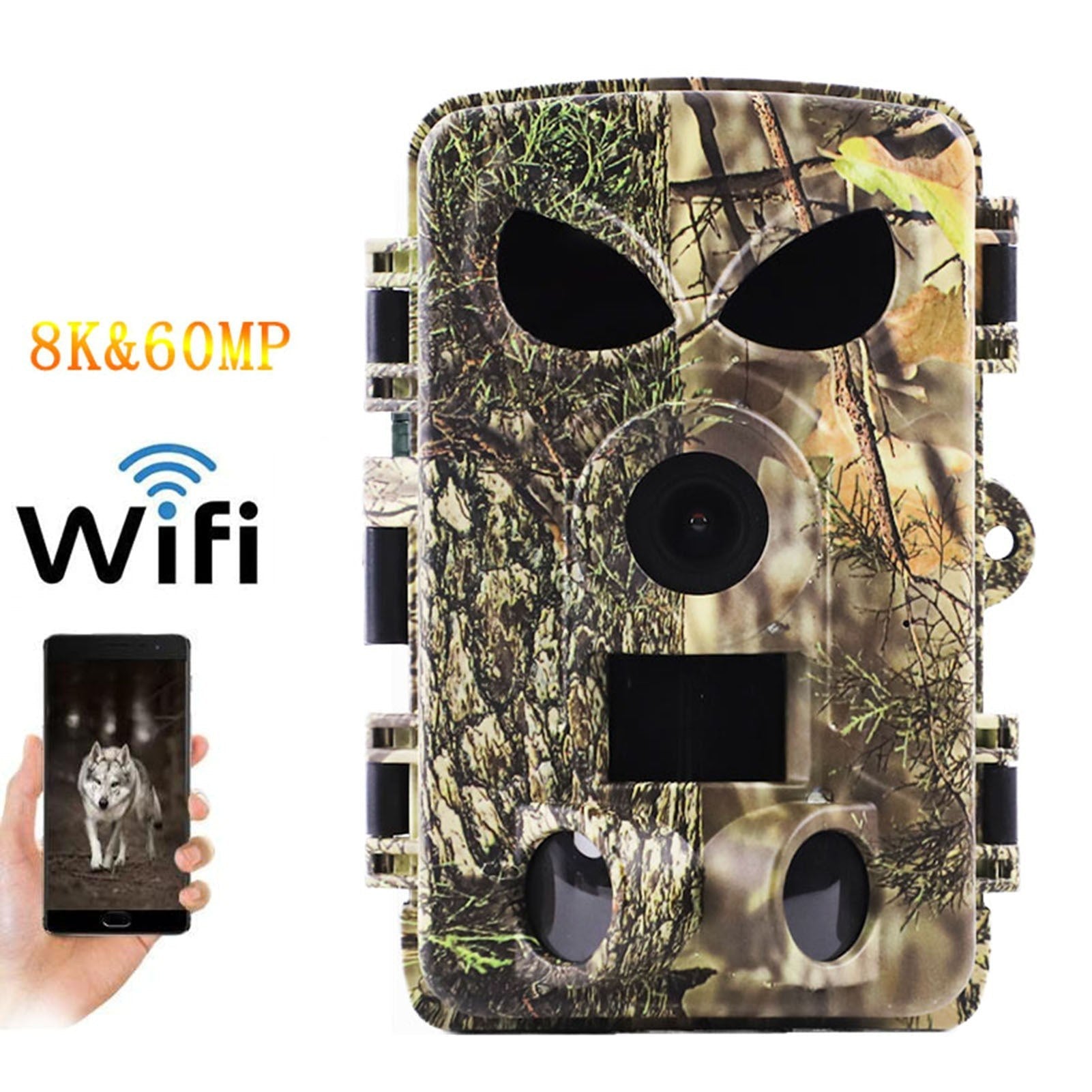 Trail Camera 8K Wildlife Camera with BT GPS WiFi APP Night Vision Camera Waterproof 60MP Photos Fast Trigger Hunting Camera