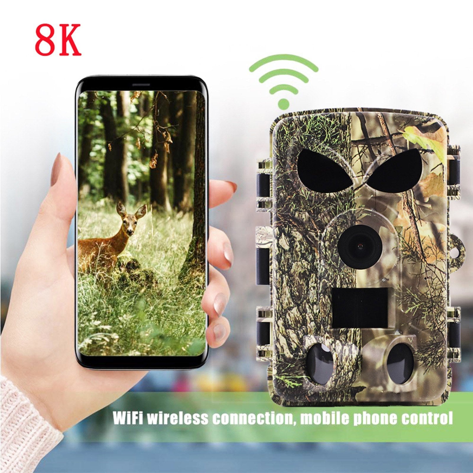 Trail Camera 8K Wildlife Camera with BT GPS WiFi APP Night Vision Camera Waterproof 60MP Photos Fast Trigger Hunting Camera