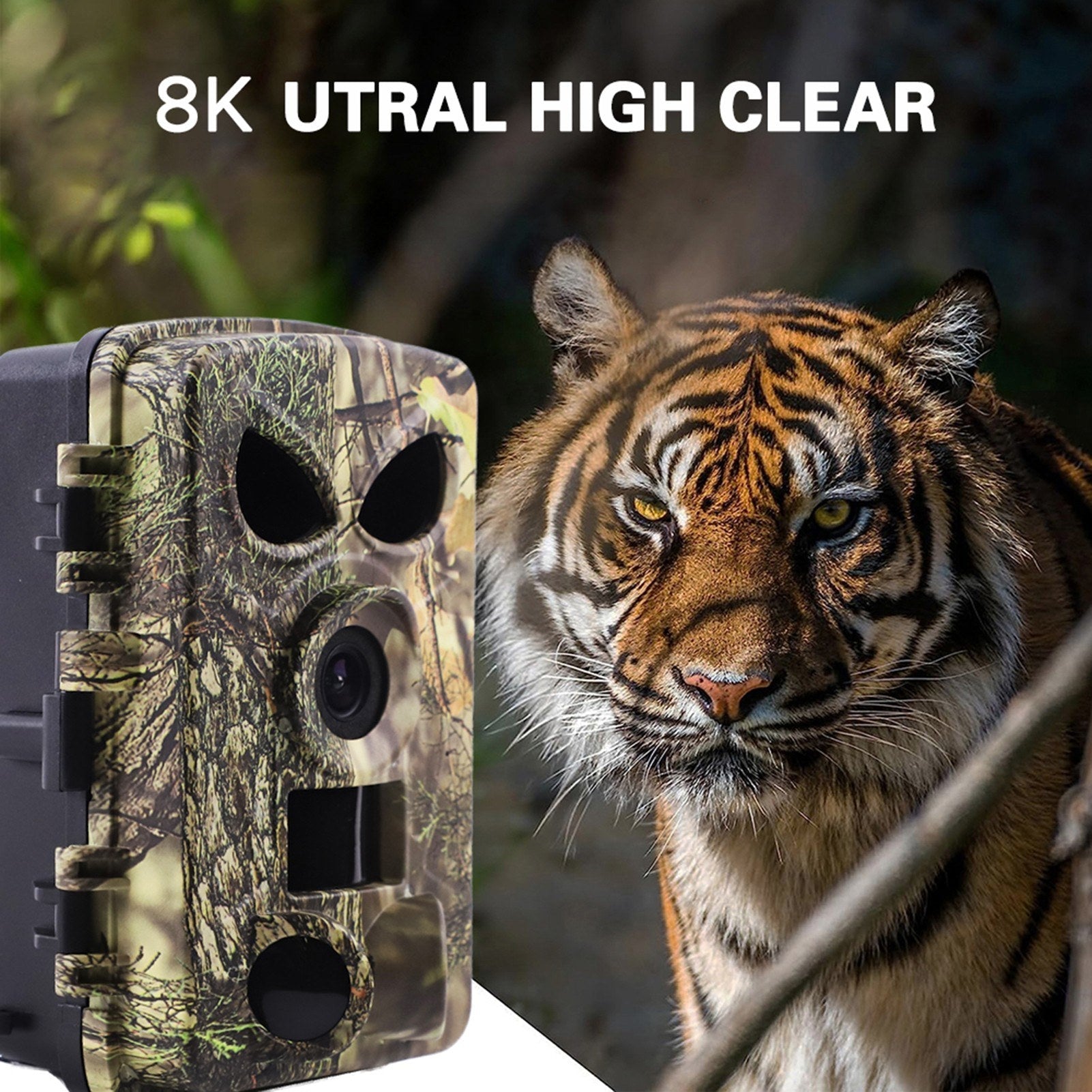 Trail Camera 8K Wildlife Camera with BT GPS WiFi APP Night Vision Camera Waterproof 60MP Photos Fast Trigger Hunting Camera