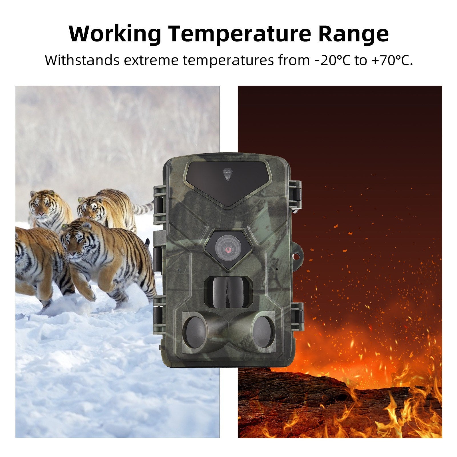 Night Vision Hunting Camera 4K Ultra High Clear Trail Camera Wildlife Motion Activated Camera 120° Wide Angle 0.3S Trigger Speed IP65 Waterproof
