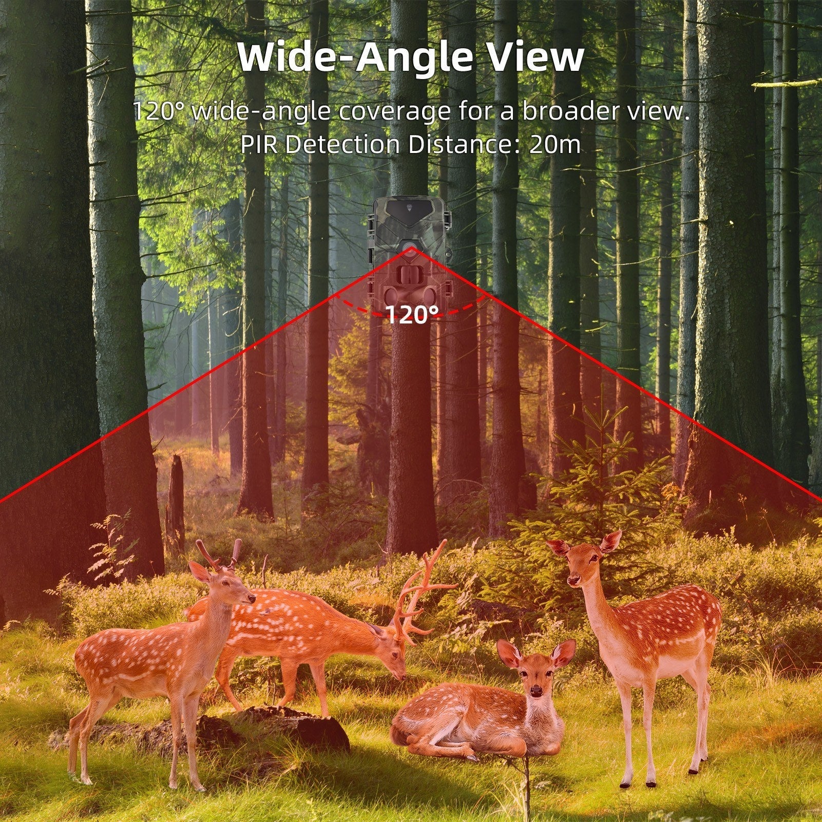 Night Vision Hunting Camera 4K Ultra High Clear Trail Camera Wildlife Motion Activated Camera 120° Wide Angle 0.3S Trigger Speed IP65 Waterproof