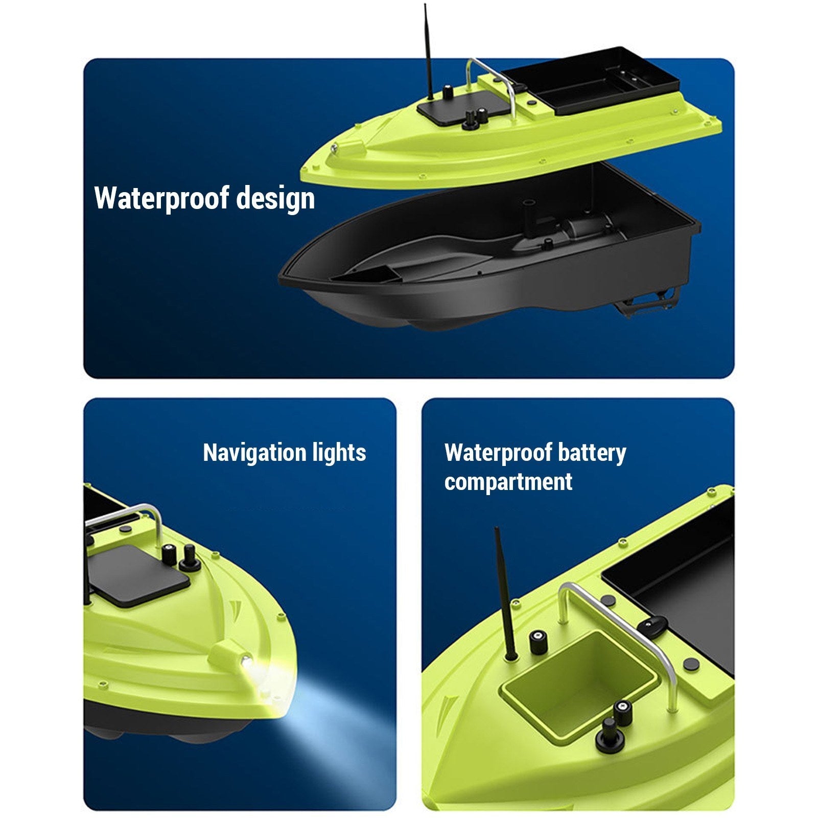 500m Remote Control Wireless Remote Control Fishing Bait Boat Waterproof Fishing Feeder Device with Sonar Sensor 18000mAh Battery Capacity