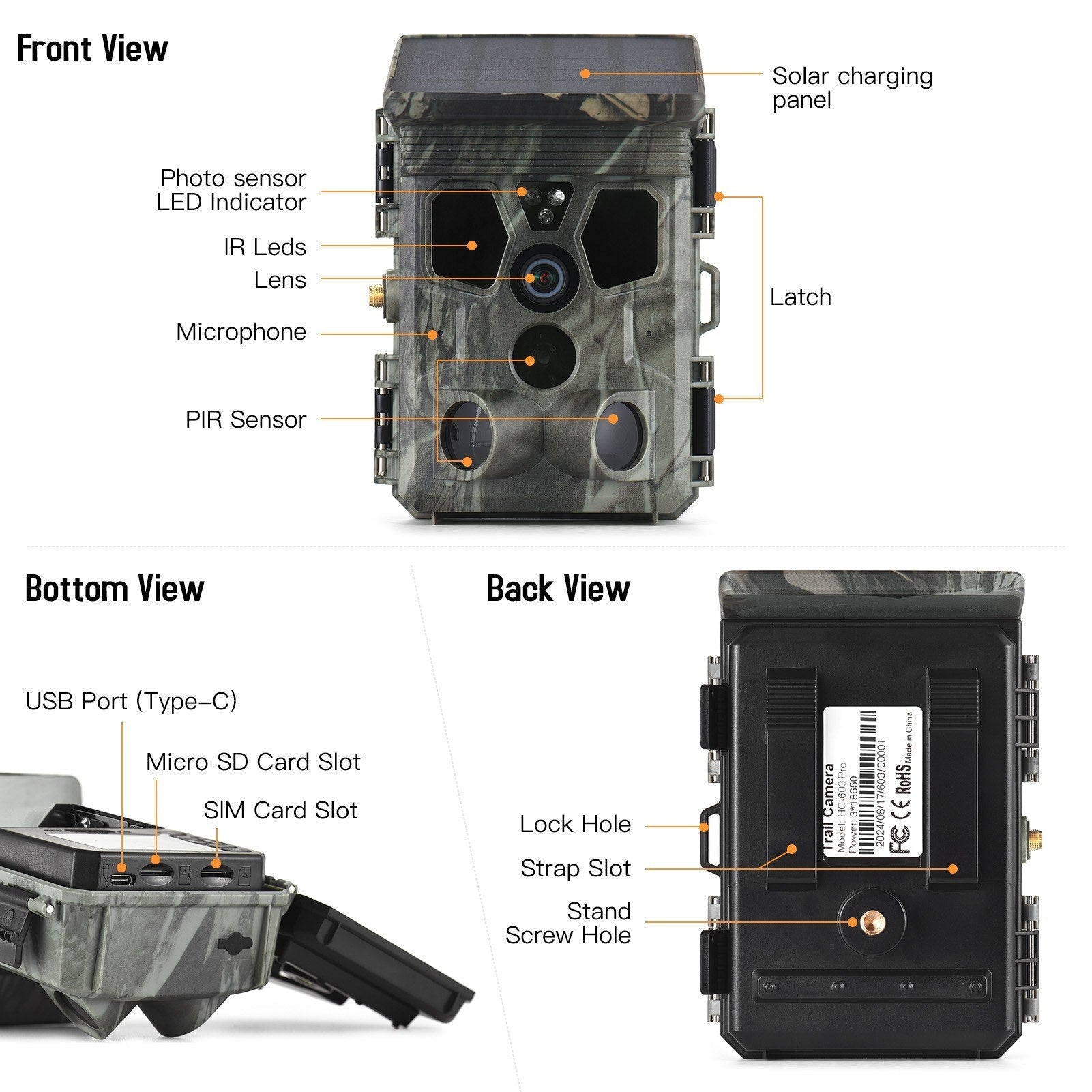 4G LTE Trail Camera Live-Streaming 2K 30MP Night Vision 0.3s Trigger Time 120° Wide Sensor Hunting Camera