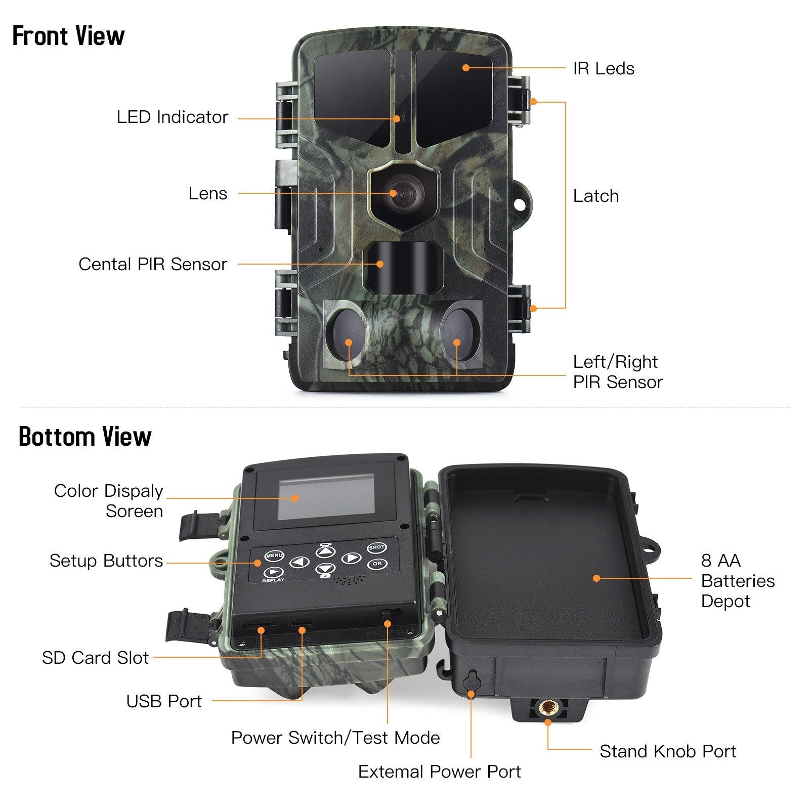 4K 50MP Trail Camera Night Vision Motion Activated Game Camera IP65 Waterproof Hunting Camera