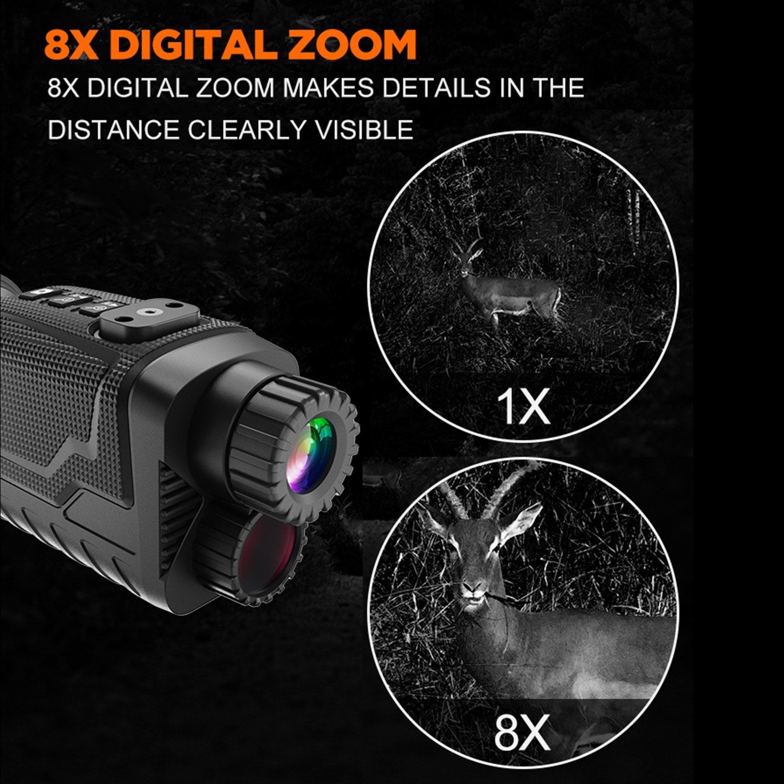 Head-Mounted Night Vision Goggle Hands-Free Infrared Monocular 4K Digital Telescope with 8X Zoom for Outdoors Viewing Distance 400M