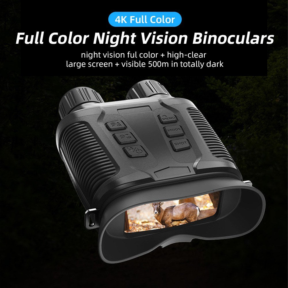 Full-Color Night Vision Binoculars Digital Infrared Telescope with 10X Optical Zoom Large Screen Waterproof Outdoors Telescopes for Hunting