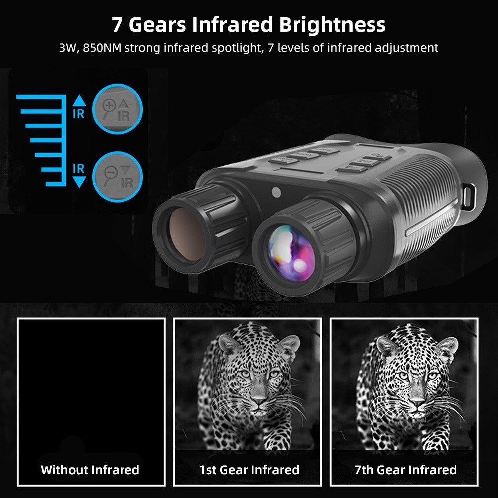 Full-Color Night Vision Binoculars Digital Infrared Telescope with 10X Optical Zoom Large Screen Waterproof Outdoors Telescopes for Hunting