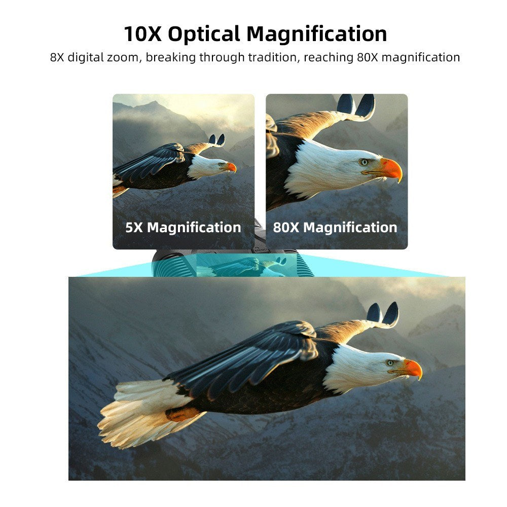 Full-Color Night Vision Binoculars Digital Infrared Telescope with 10X Optical Zoom Large Screen Waterproof Outdoors Telescopes for Hunting