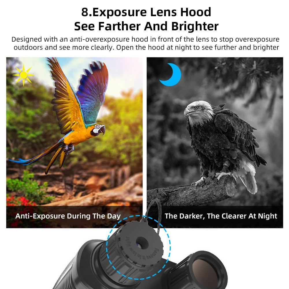 Full-Color Night Vision Binoculars Digital Infrared Telescope with 10X Optical Zoom Large Screen Waterproof Outdoors Telescopes for Hunting