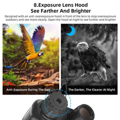 Full-Color Night Vision Binoculars Digital Infrared Telescope with 10X Optical Zoom Large Screen Waterproof Outdoors Telescopes for Hunting