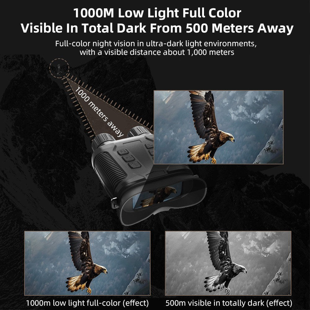 Full-Color Night Vision Binoculars Digital Infrared Telescope with 10X Optical Zoom Large Screen Waterproof Outdoors Telescopes for Hunting