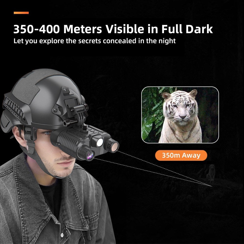 Head-Mounted Night Vision Goggles Full-Color Binoculars with 10X Zoom Large Screen Hands-Free Digital Infrared Telescope for Outdoors
