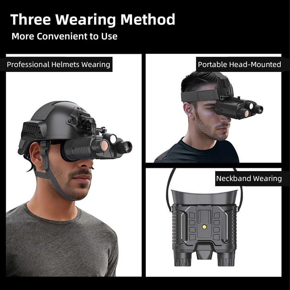 Head-Mounted Night Vision Goggles Full-Color Binoculars with 10X Zoom Large Screen Hands-Free Digital Infrared Telescope for Outdoors
