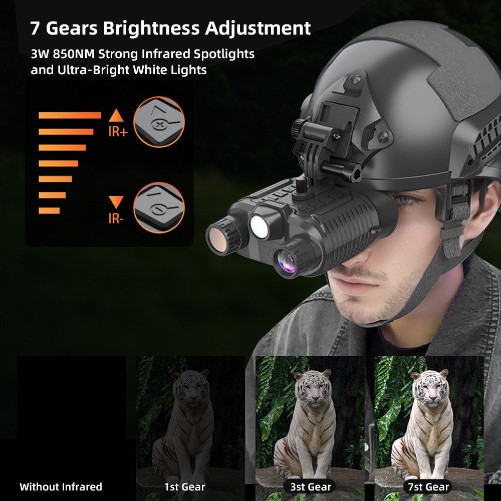 Head-Mounted Night Vision Goggles Full-Color Binoculars with 10X Zoom Large Screen Hands-Free Digital Infrared Telescope for Outdoors