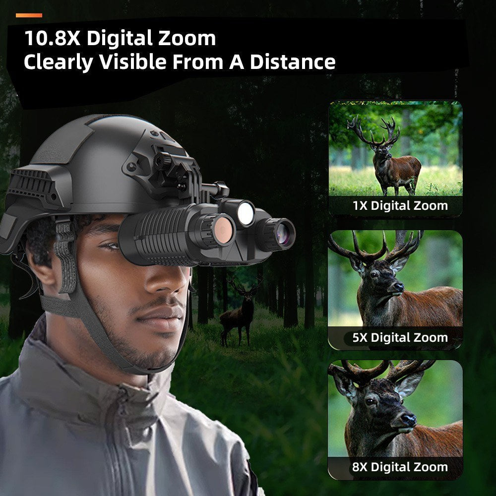Head-Mounted Night Vision Goggles Full-Color Binoculars with 10X Zoom Large Screen Hands-Free Digital Infrared Telescope for Outdoors