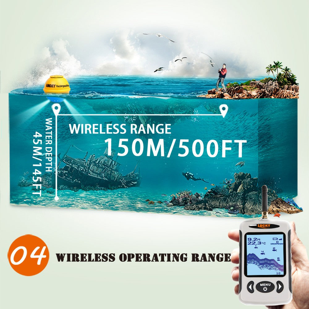 Portable Professional Sounder Wireless Sonar Fish Finder Fishing Probe Detector Fishfinder with Dot Matrix