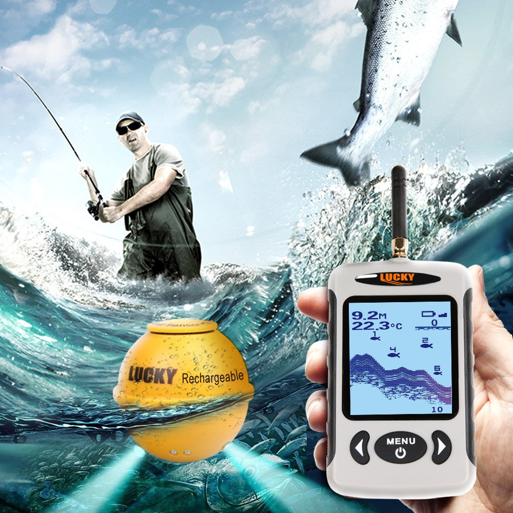 Portable Professional Sounder Wireless Sonar Fish Finder Fishing Probe Detector Fishfinder with Dot Matrix