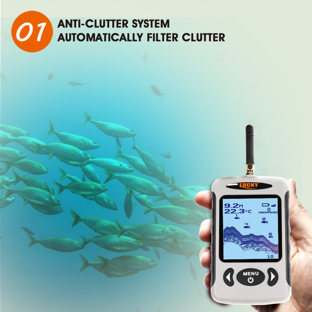 Portable Professional Sounder Wireless Sonar Fish Finder Fishing Probe Detector Fishfinder with Dot Matrix