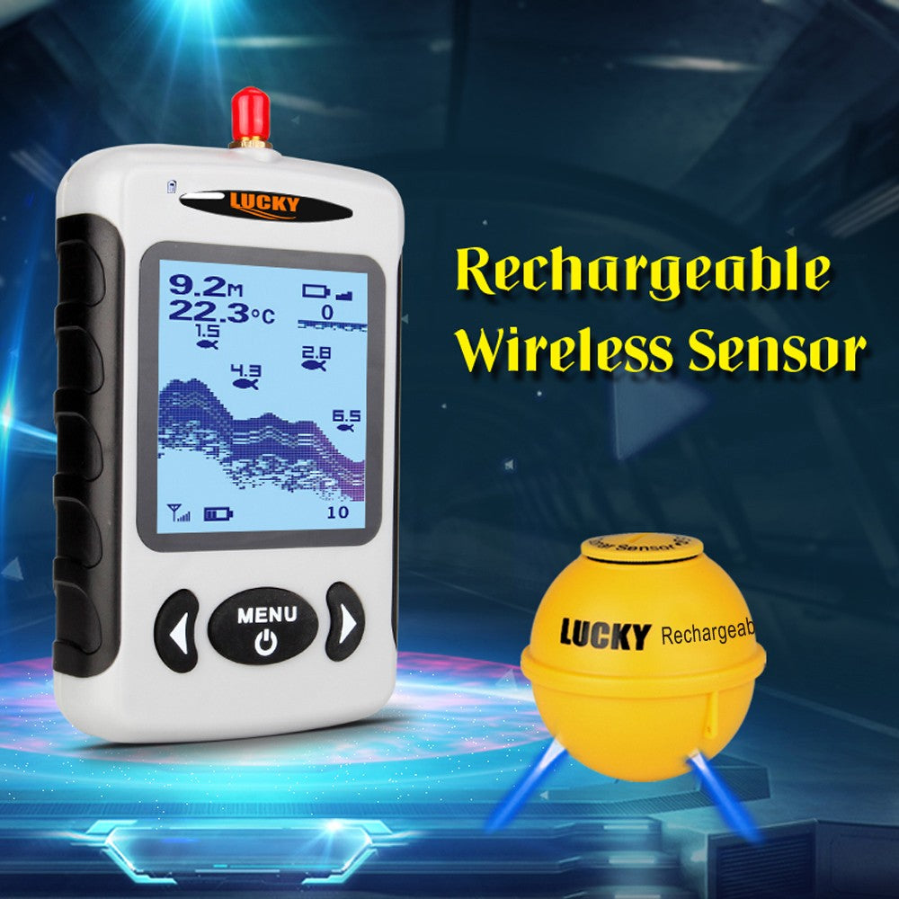 Portable Professional Sounder Wireless Sonar Fish Finder Fishing Probe Detector Fishfinder with Dot Matrix
