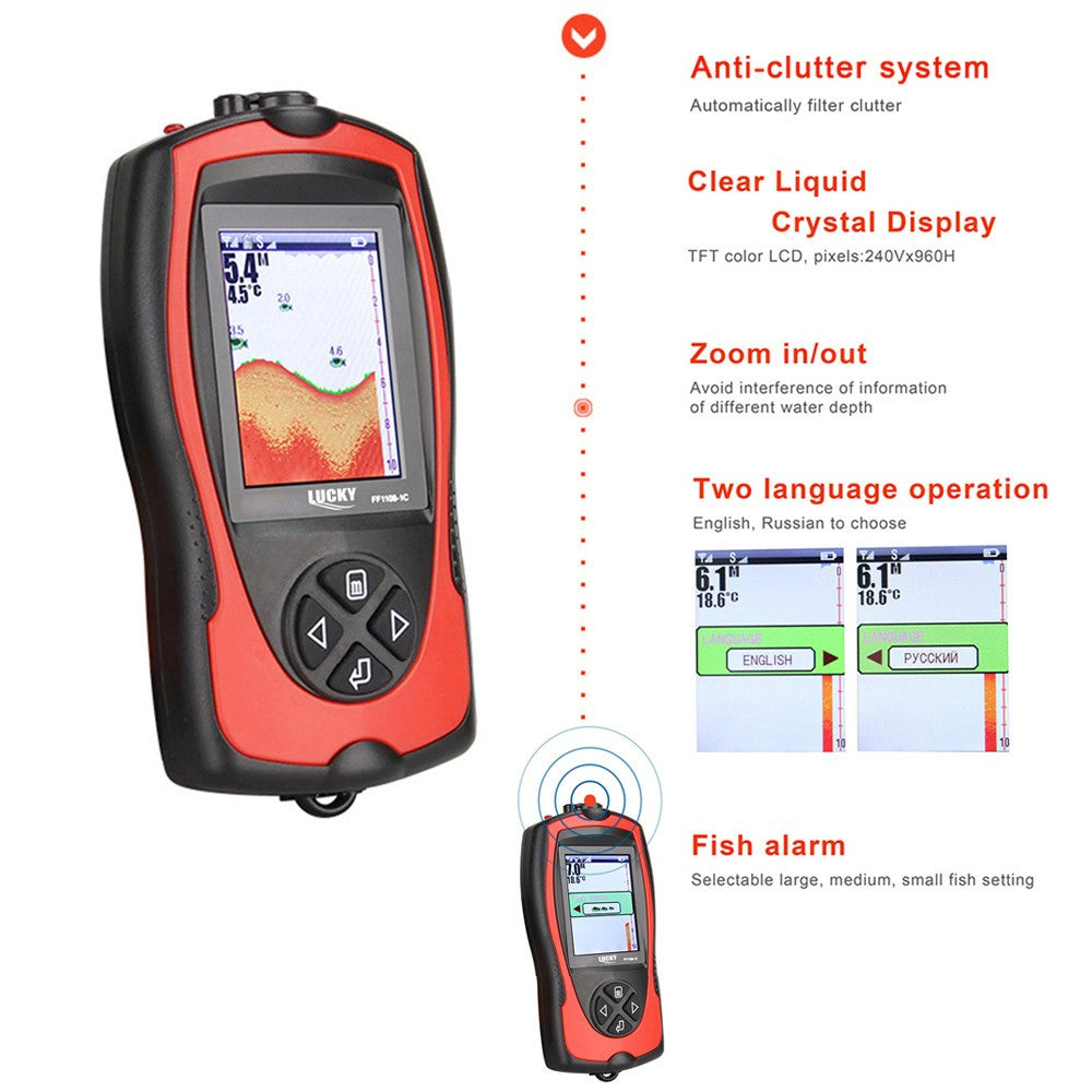 Portable Fish Finder 100M/300FT Depth Fish Alarm Wired Fish Detector