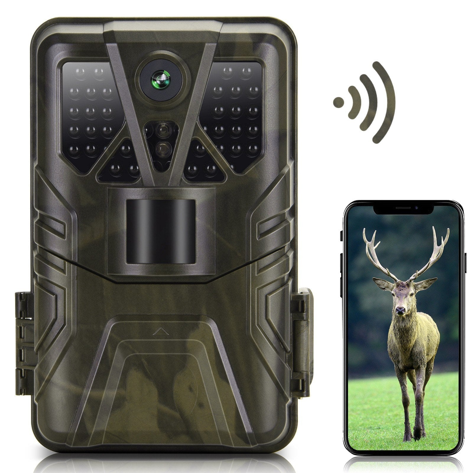 4K 36MP WiFi Trail Camera BT App Control Hunting Camera with 65ft Night Vision 120° PIR Detection IP65 Waterproof Optimized 5MP Image Sensor
