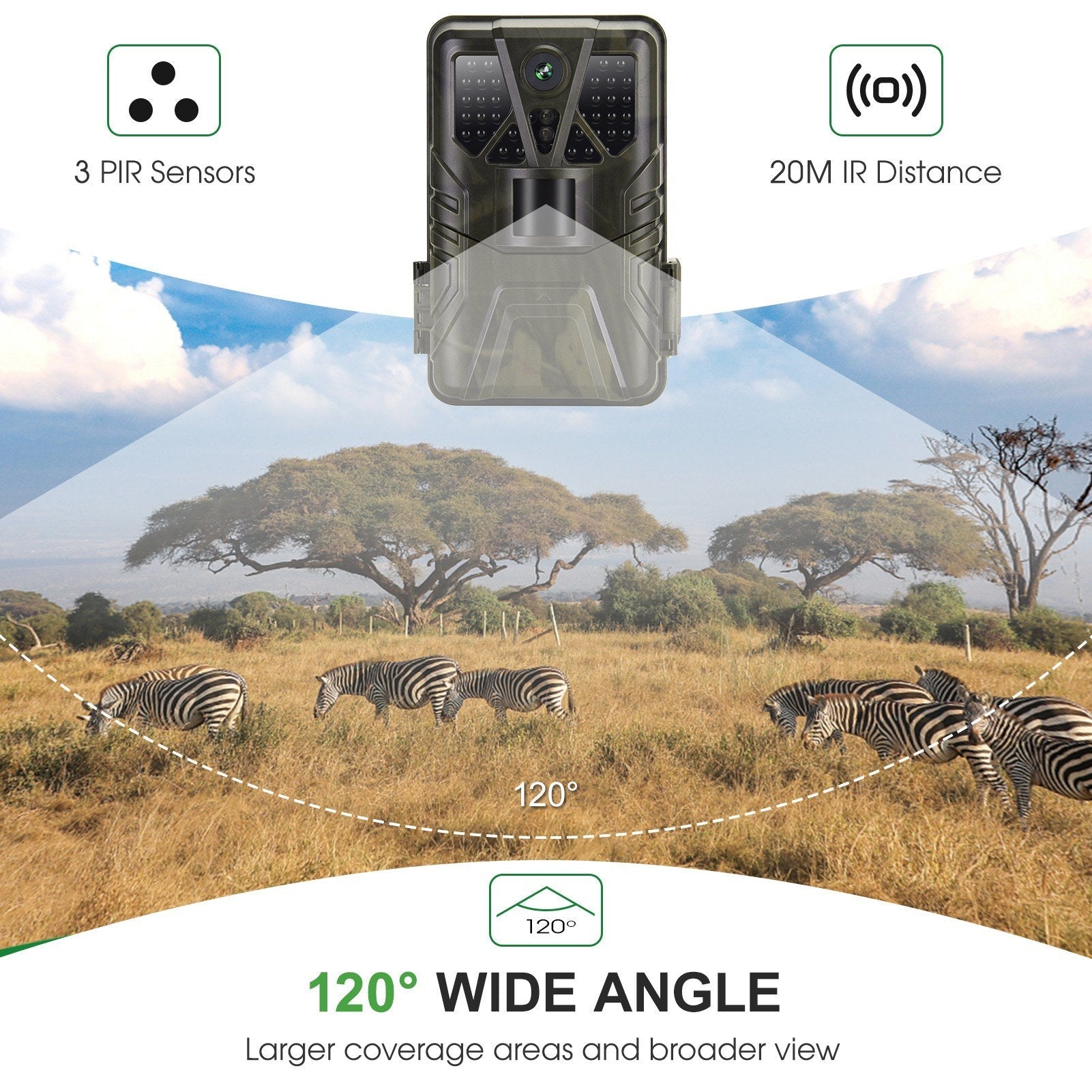 4K 36MP WiFi Trail Camera BT App Control Hunting Camera with 65ft Night Vision 120° PIR Detection IP65 Waterproof Optimized 5MP Image Sensor