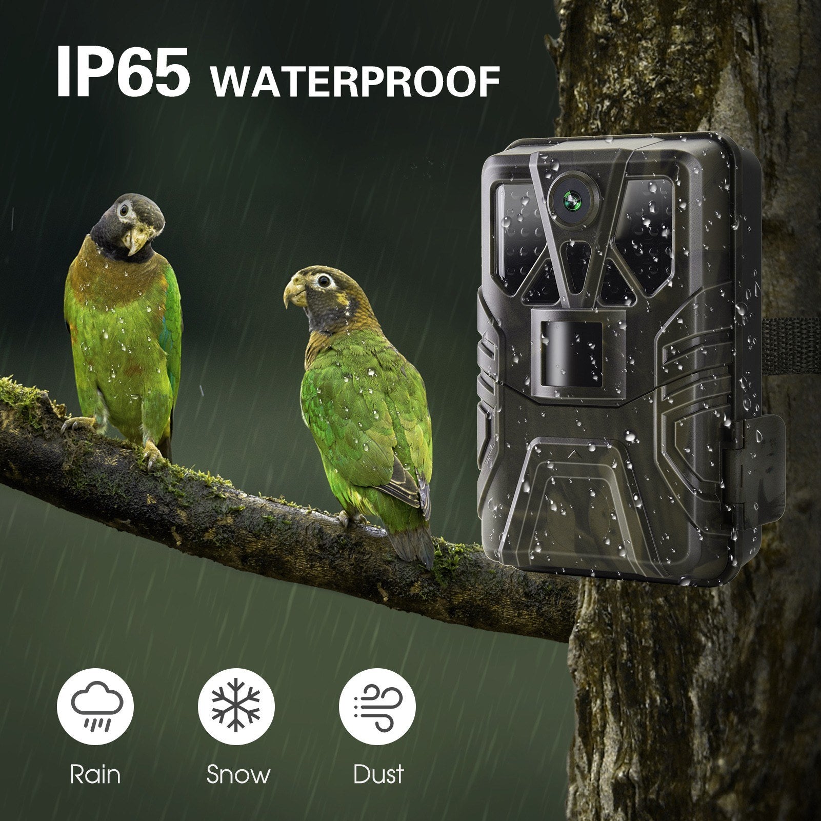 4K 36MP WiFi Trail Camera BT App Control Hunting Camera with 65ft Night Vision 120° PIR Detection IP65 Waterproof Optimized 5MP Image Sensor