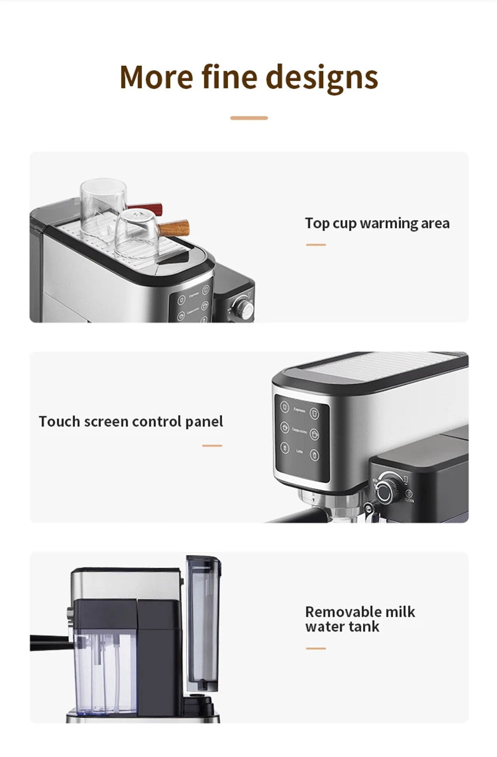 20Bar Semi-Automatic Coffee Machine with Auto Milk Frother One-Touch Operation for Espresso Cappuccino Latte