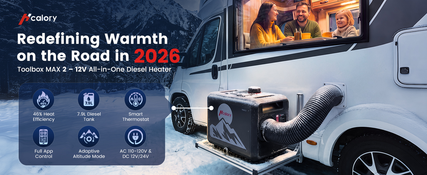 MAX 2 8KW 7.9L All-in-One Diesel Heater, App Control, Wireless Temperature Sensor & Adaptive Mode for RV, Camper & Truck