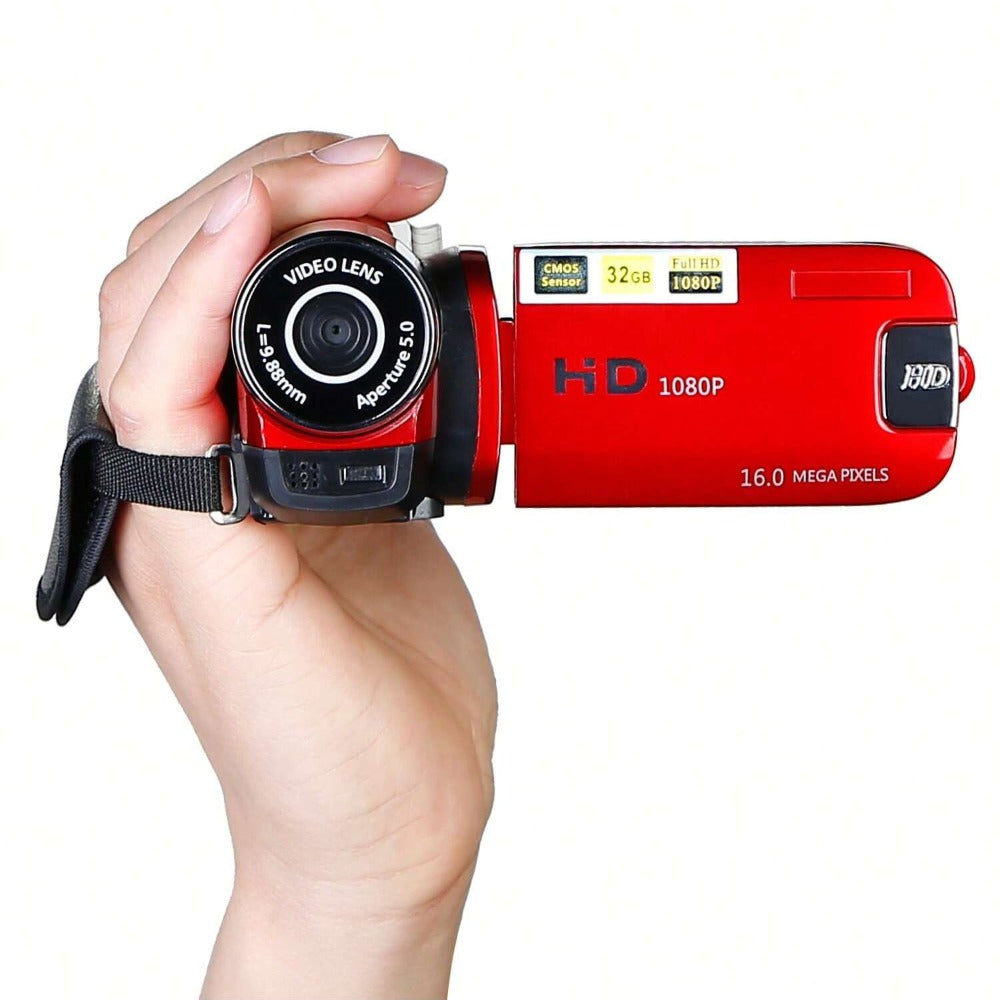 1080P Digital Video Camera with 16X Zoom, 2.7" LCD, Portable Design, Voice Recording, Supports 32GB SD Card