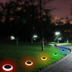2/4 Pcs LED Solar Powered Ground Lawn Light RGB Floor Decking Garden Pathway Outdoor Yard Lamp Waterproof