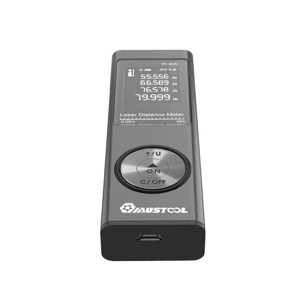 40m Digital Mini Laser Rangefinder with Electronic Angle Sensor M/In/Ft Unit Switching USB Charging