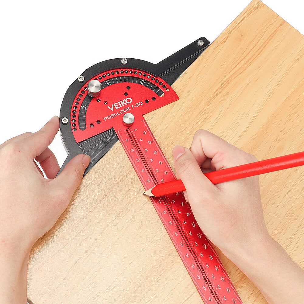 300mm Angle Positioning T Square Ruler - Adjustable 0-75° with 5° Increments for Woodworking and Carpentry Tools