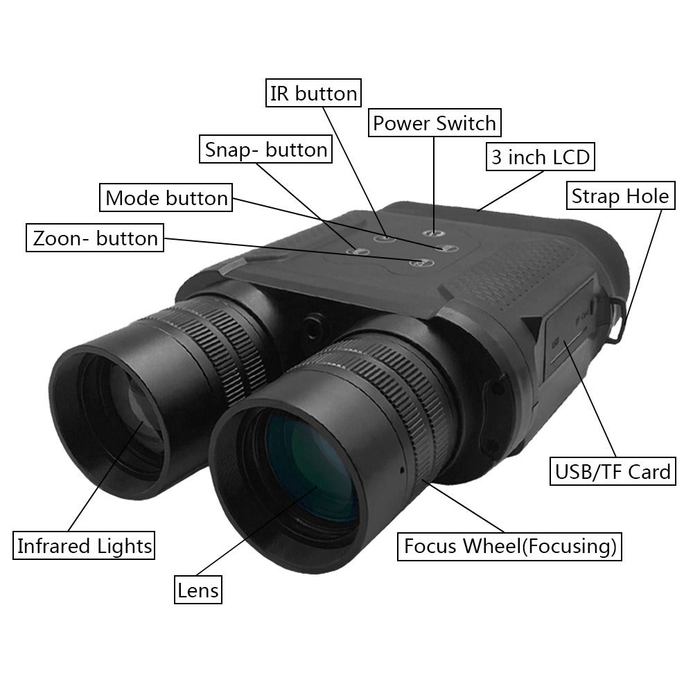 Binocular Infrared 1080P HD IR Night Vision Goggles Hunting Camera Wildlife Observation Security Monitoring